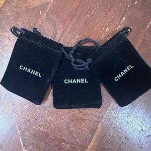 Bundle of 3 Chanel Drawstring Jewelry Dust Bags mini Pouches